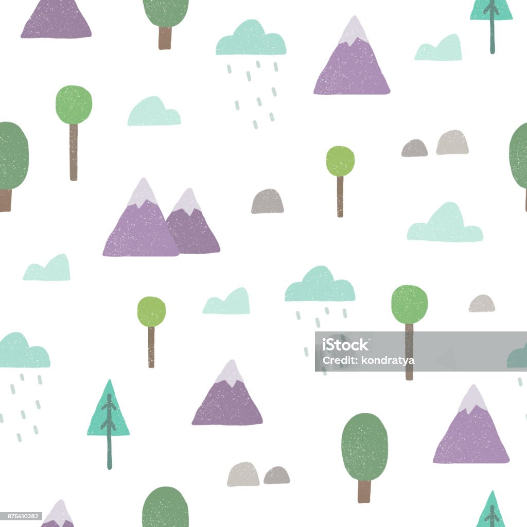 Mountains Trees Pattern Mountains Trees Seamless Pattern Vector Stock Illustration - Download ...