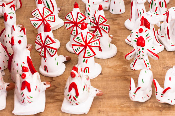 Siurells, typical Majorcan hand painted clay figures with a whistle at Sineu market