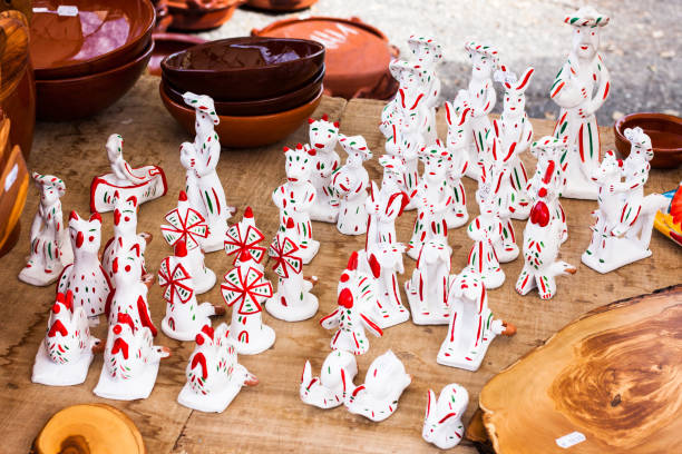 Siurells, typical Majorcan hand painted clay figures with a whistle at Sineu market