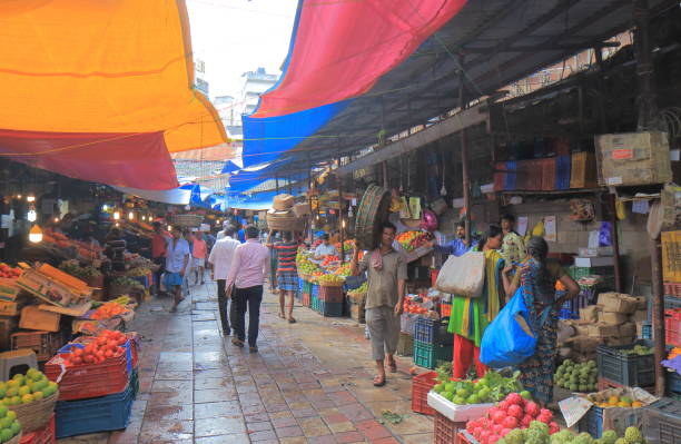 Mumbai India - October 11, 2017: People visit Crawford market. Crawford market is one of the biggest market in South Mumbai.