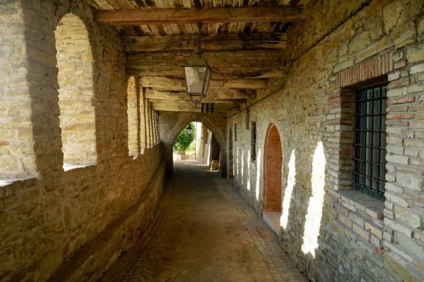 Ancient alley. Serra San Quirico. stock photo