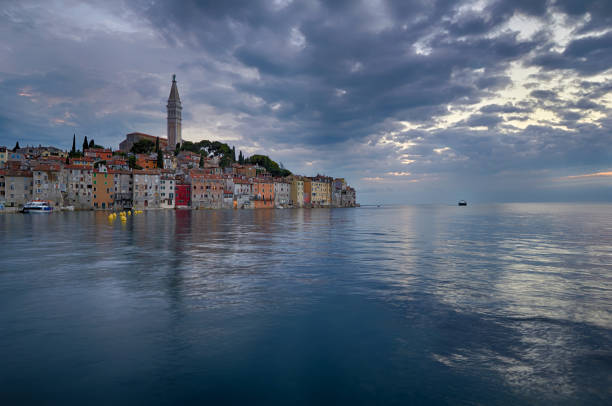 Rovinj. Beautiful romantic old town of Rovin during sunset,Istrian Peninsula,Croatia,Europe stock photo