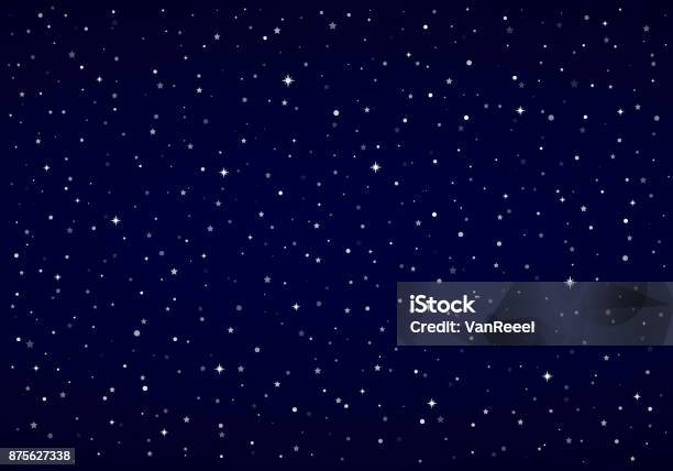 Nuit Ciel Neige Étoiles Vector Christmas Background Vecteurs libres de droits et plus d'images vectorielles de Étoile