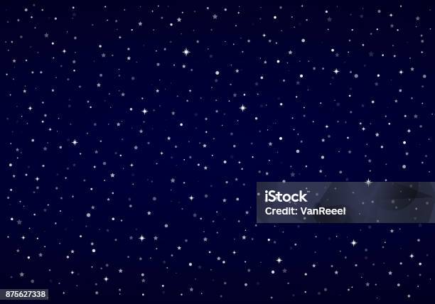 Night Sky Snow Stars Vector Christmas Background Stock Illustration - Download Image Now