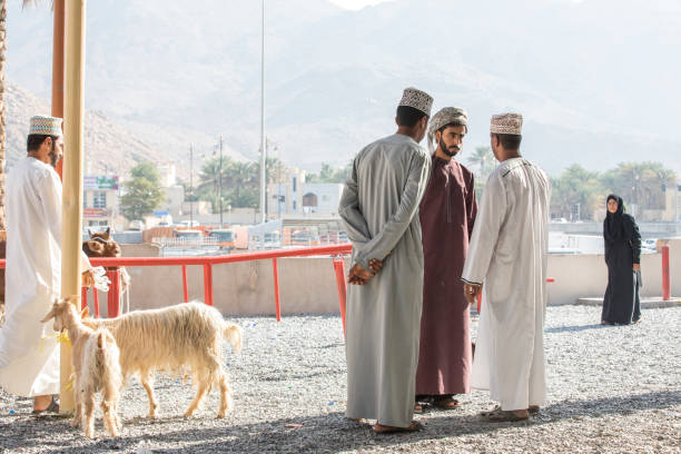 Nizwa, Oman, 10th Nobember 2017: omani people at a goat market
