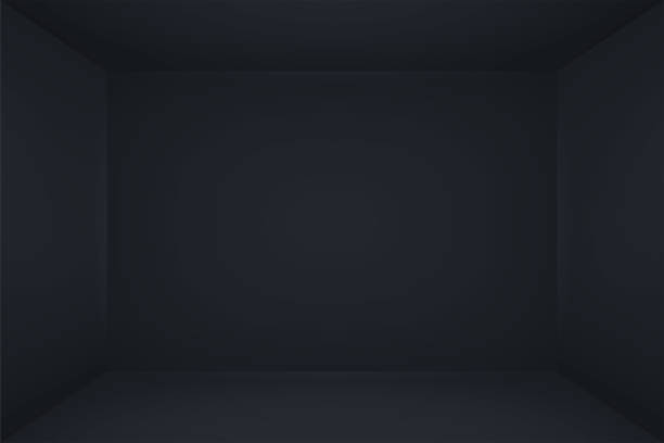 istock Empty black room. The inner space of the dark box. Mock up for you business project 875628890