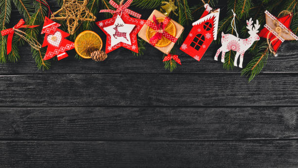 istock Christmas background with Christmas tree and Christmas tree decorations. 875629894
