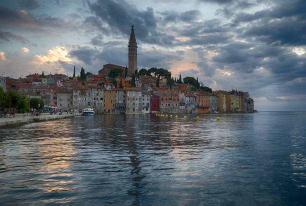 Rovinj. Beautiful romantic old town of Rovin during sunset,Istrian Peninsula,Croatia,Europe stock photo