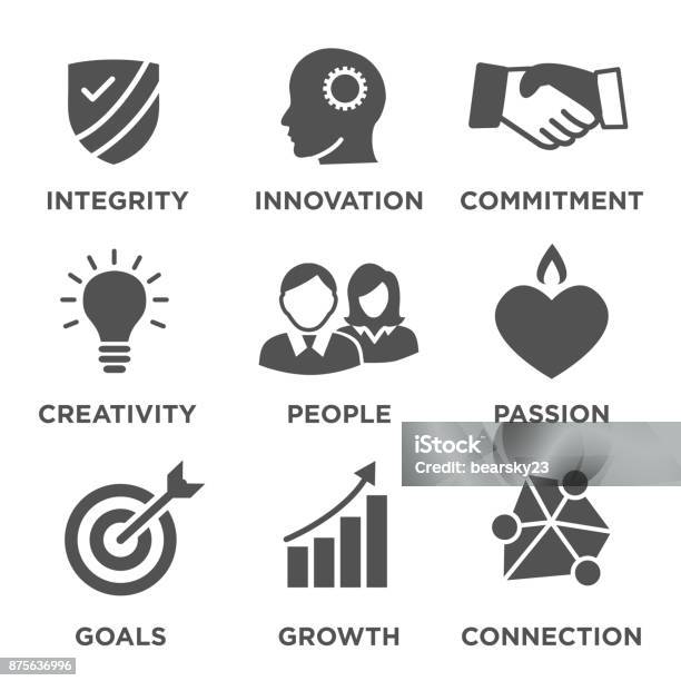 Company Core Values Solid Icons For Websites Or Infographics Stock Illustration - Download Image Now