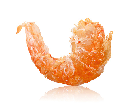 Dried shrimp isolated on white background.