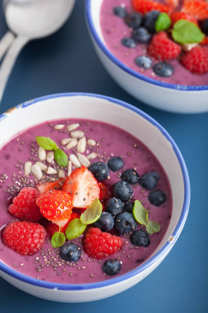 istock healthy berry smoothie bowl with strawberry blueberry raspberry and chia seed 875640858