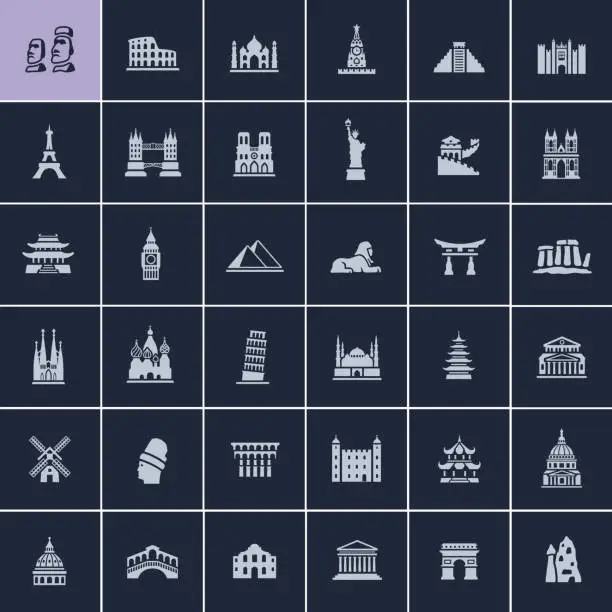 Vector illustration of Landmark Travel Icons