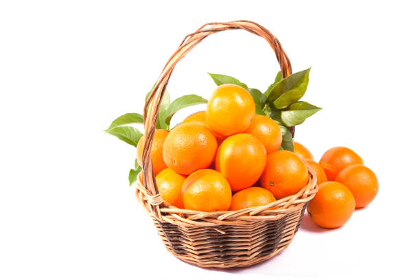 istock Basket full of oranges isolated 875654870