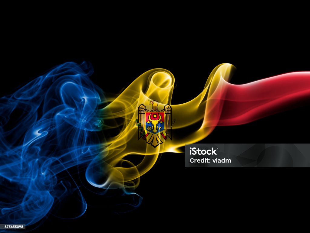 Moldova national smoke flag Moldova smoke flag Abstract Stock Photo