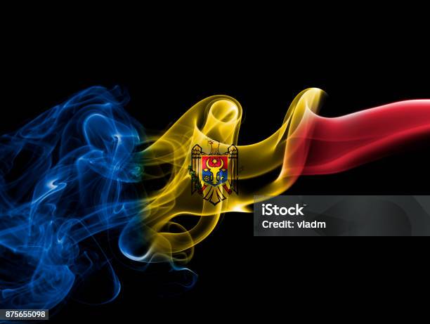 Moldova National Smoke Flag Stock Photo - Download Image Now - Abstract, Army, Art