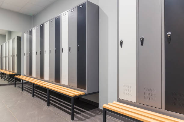 istock Modern interior of a locker changing room 875656246