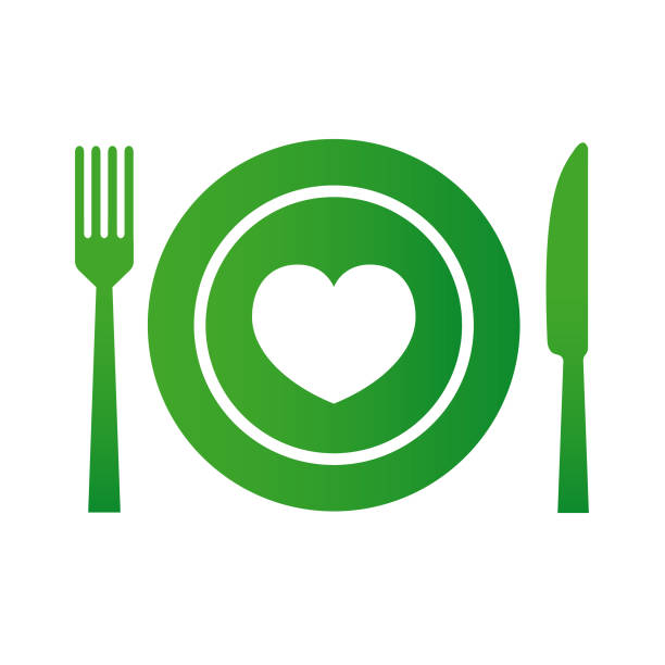 jedzenie z miłością - wektor - spoon vegetable fork plate stock illustrations