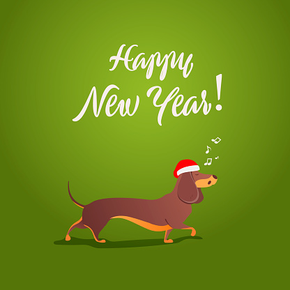 Funny Dog Sings Song Happy New Year Collection Happy Holidays Template  Cartoon Animals Xmas 2018 Card Stock Illustration - Download Image Now -  iStock