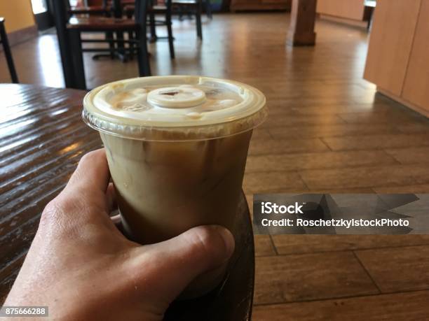 Holding My Ice Coffee On A Coffee Table As My Daily Routine Stock Photo - Download Image Now