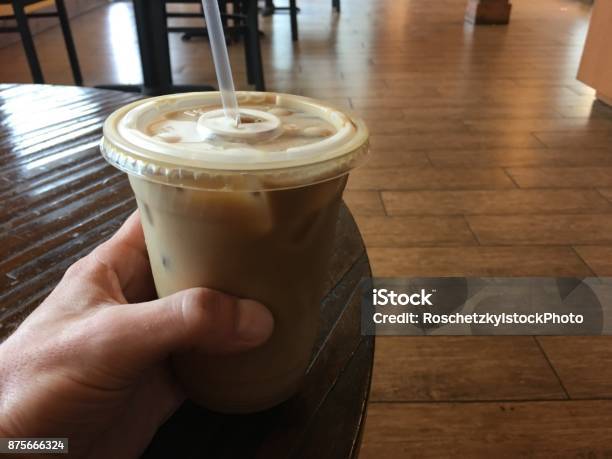 Holding My Ice Coffee On A Coffee Table As My Daily Routine Stock Photo - Download Image Now