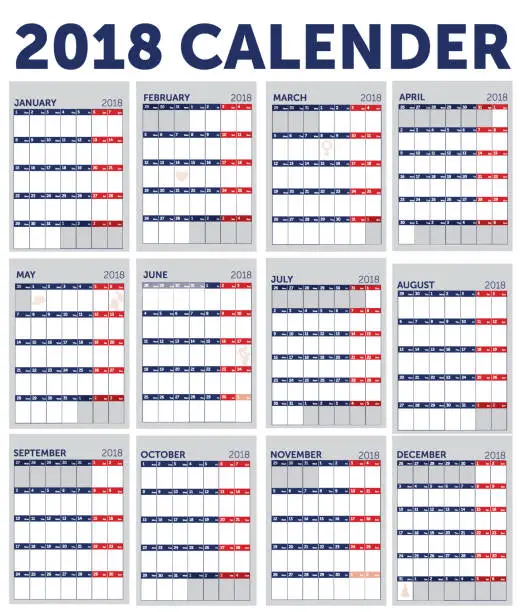 Vector illustration of Calender and Planner 2018