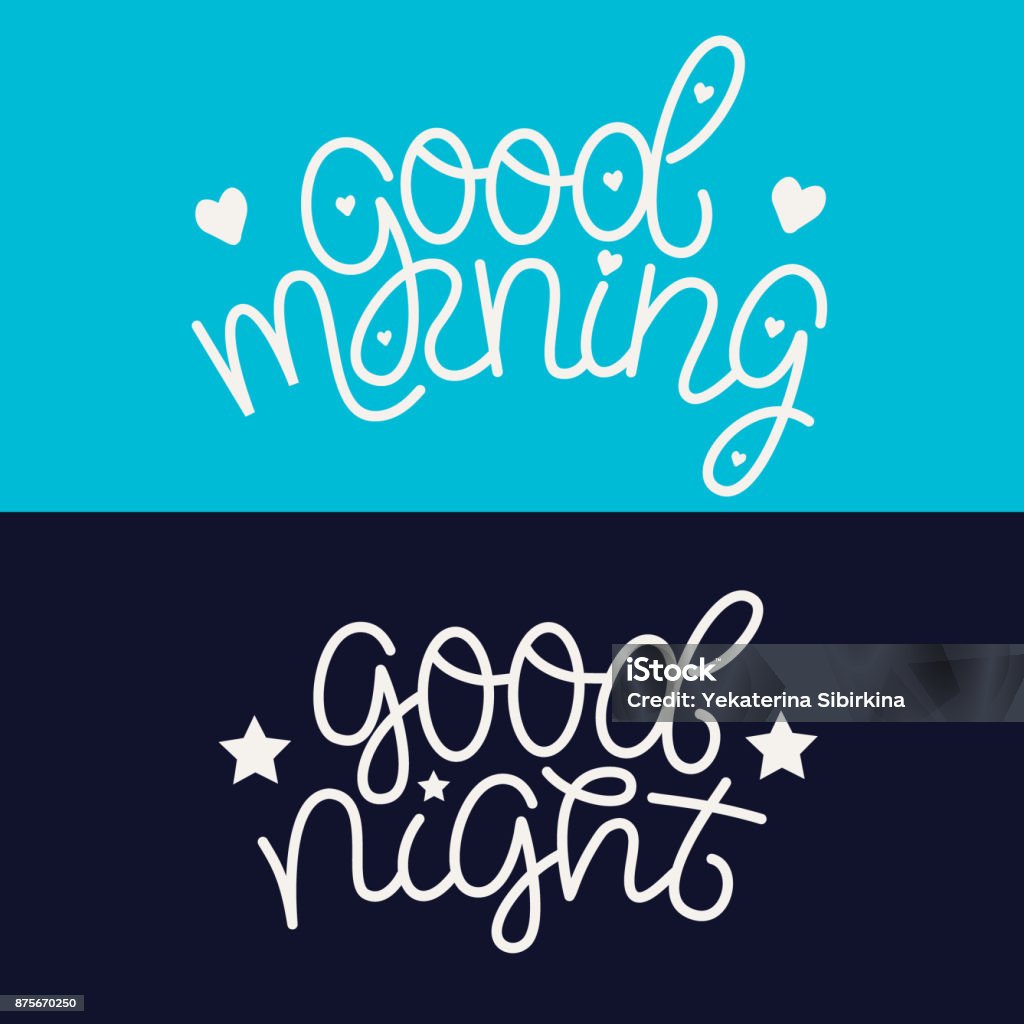Good Morning And Good Night Cards Stock Illustration - Download ...