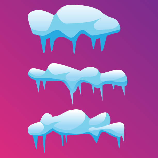 illustrazioni stock, clip art, cartoni animati e icone di tendenza di diversi ghiaccioli ghiacciati che si sciolgono, su uno sfondo rosa. illustrazione vettoriale. - icicle ice backgrounds melting