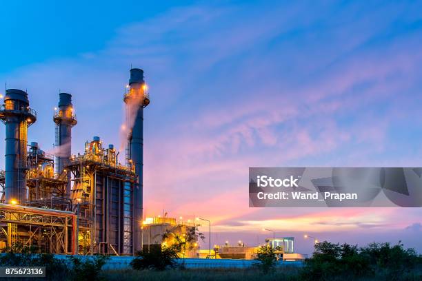 Oil Refinery Petroleum And Energy Plant At Twilight With Sky Background Industry Concept Stock Photo - Download Image Now