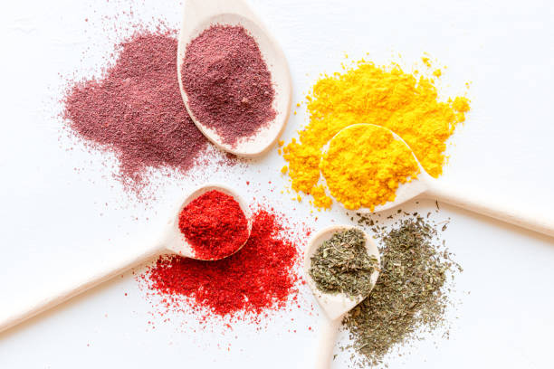 istock colorful spices close up on a white background 875680532