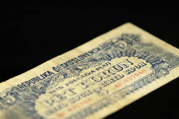 istock An obsolete banknote in five Czechoslovak krones on a dark background 875684142