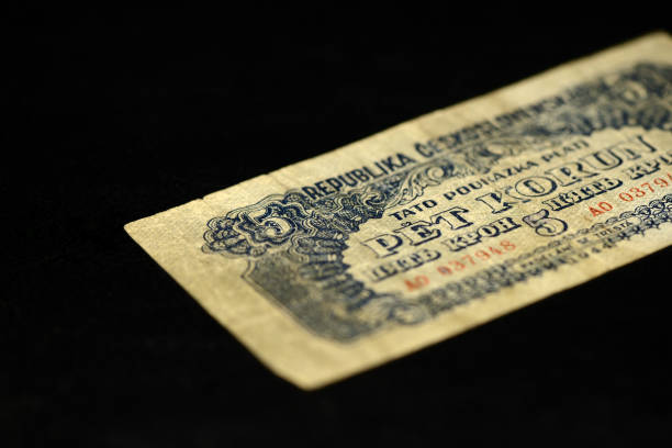 istock An obsolete banknote in five Czechoslovak krones on a dark background 875684146