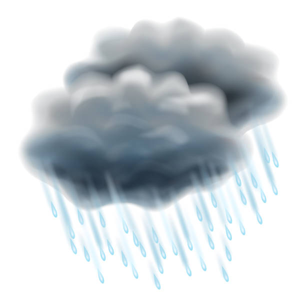istock Rain illustration. Realistic gray clouds and raindrops. Autumn and rain, different weather, season specific. Vector illustration. 875684826