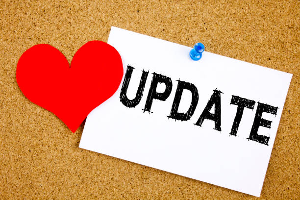 istock Hand writing text caption inspiration showing Update concept meaning Love Digital Internet Improvement written on sticky note, reminder isolated background with copy space 875689616