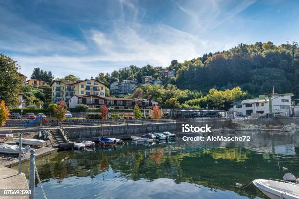 Town Of Reno Lake Maggiore Italy Picturesque Location On Lake Maggiore Known For The Presence A Short Distance Of The Famous Hermitage Of Santa Caterina Del Sasso Stock Photo - Download Image Now