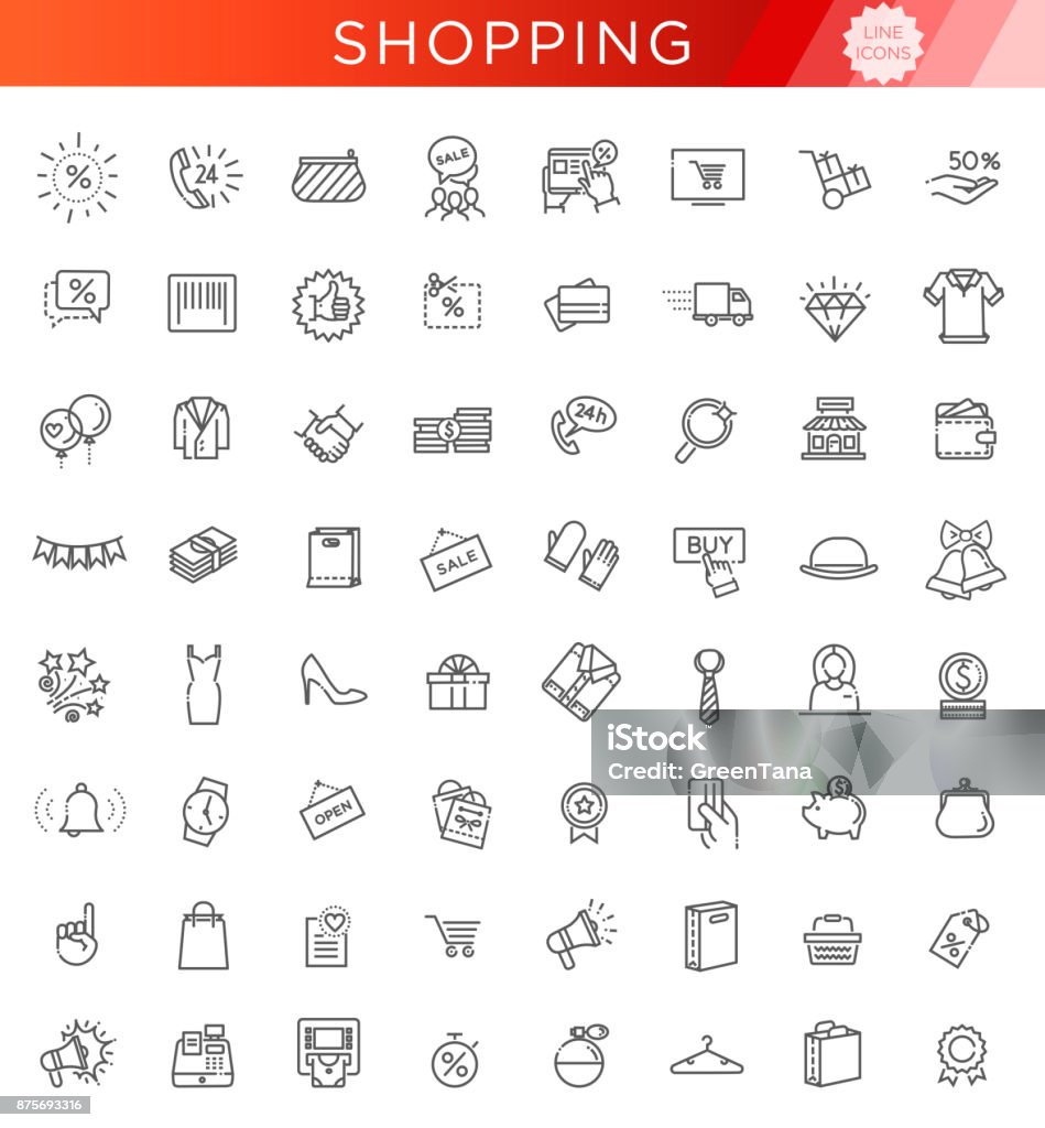 Collezione di icone Outline - Black Friday Big Sale - arte vettoriale royalty-free di Icona
