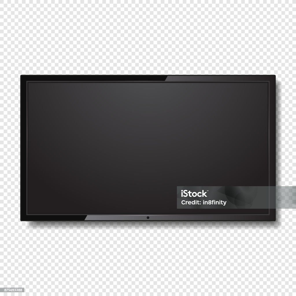 Realistische Blank Led-TV Bildschirm auf transparenten Hintergrund. Vektor - Lizenzfrei Fernseher Vektorgrafik