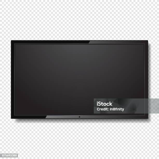 Realistische Blank Ledtv Bildschirm Auf Transparenten Hintergrund Vektor Stock Vektor Art und mehr Bilder von Fernseher