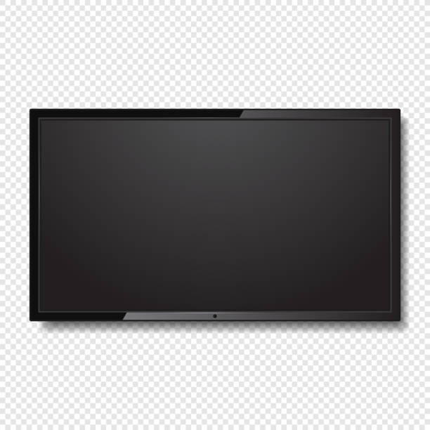 Realistic Blank Led TV Screen on Transparent Background. Vector Realistic Blank Led TV Screen on Transparent Background. Vector illustration wall of tvs stock illustrations
