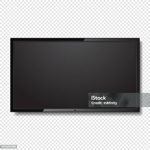 Realistic Blank Led Tv Screen On Transparent Background Vector Stock Illustration - Download Image Now