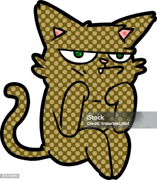 Grumpy Cartoon Cat Stock Illustration - Download Image Now - Animal, Art, Cartoon