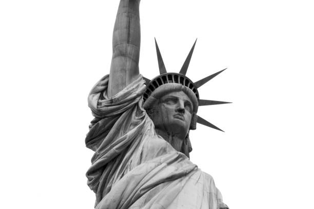 istock Statue of Liberty Black and White Detail 875714144