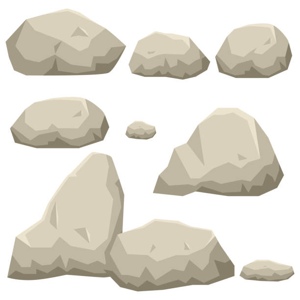 Illustration of rock stone set Vector illustration of rock stone set boulder rock stock illustrations