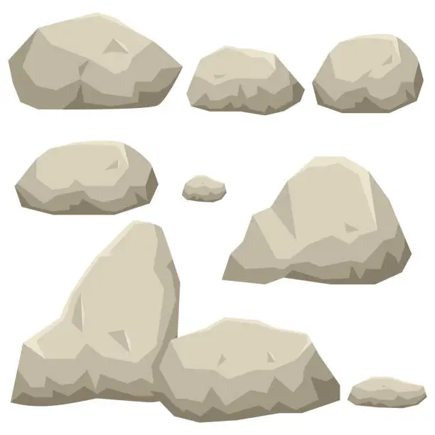 Vector illustration of Illustration of rock stone set