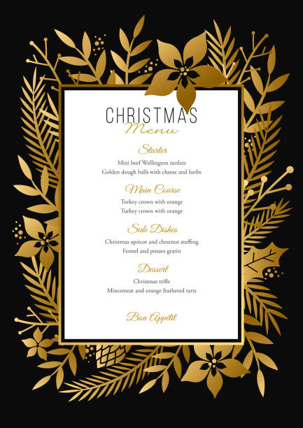szablon menu bożonarodzeniowego. - holly frame christmas picture frame stock illustrations