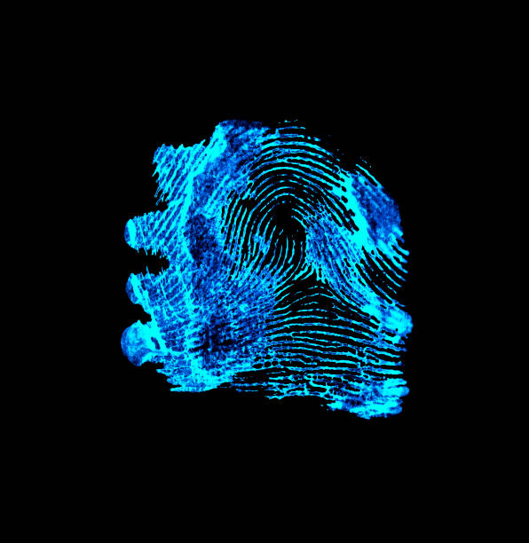 istock Bloody fingerprint with ultraviolet lamp 875717968