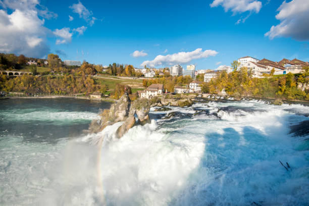 istock Rheinfall in Autumn, the biggest waterfall in Europe 875722934