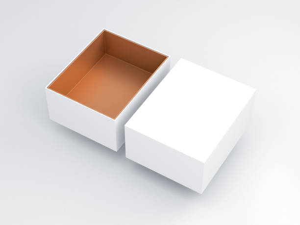 istock White Box with golden carboard inside Mockup, open cover 875725854