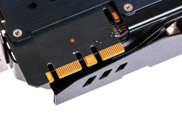 SLI socket on professional gaming video card isolated on white