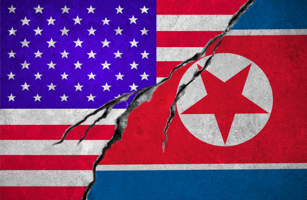 istock USA and North Korean flag 875746450