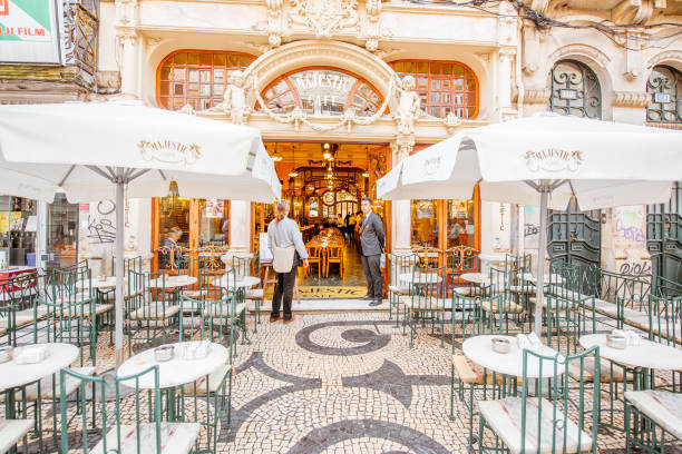 PORTO, PORTUGAL - September 25, 2017: View on the entrance of famous Majestic cafe in Porto city, Portugal